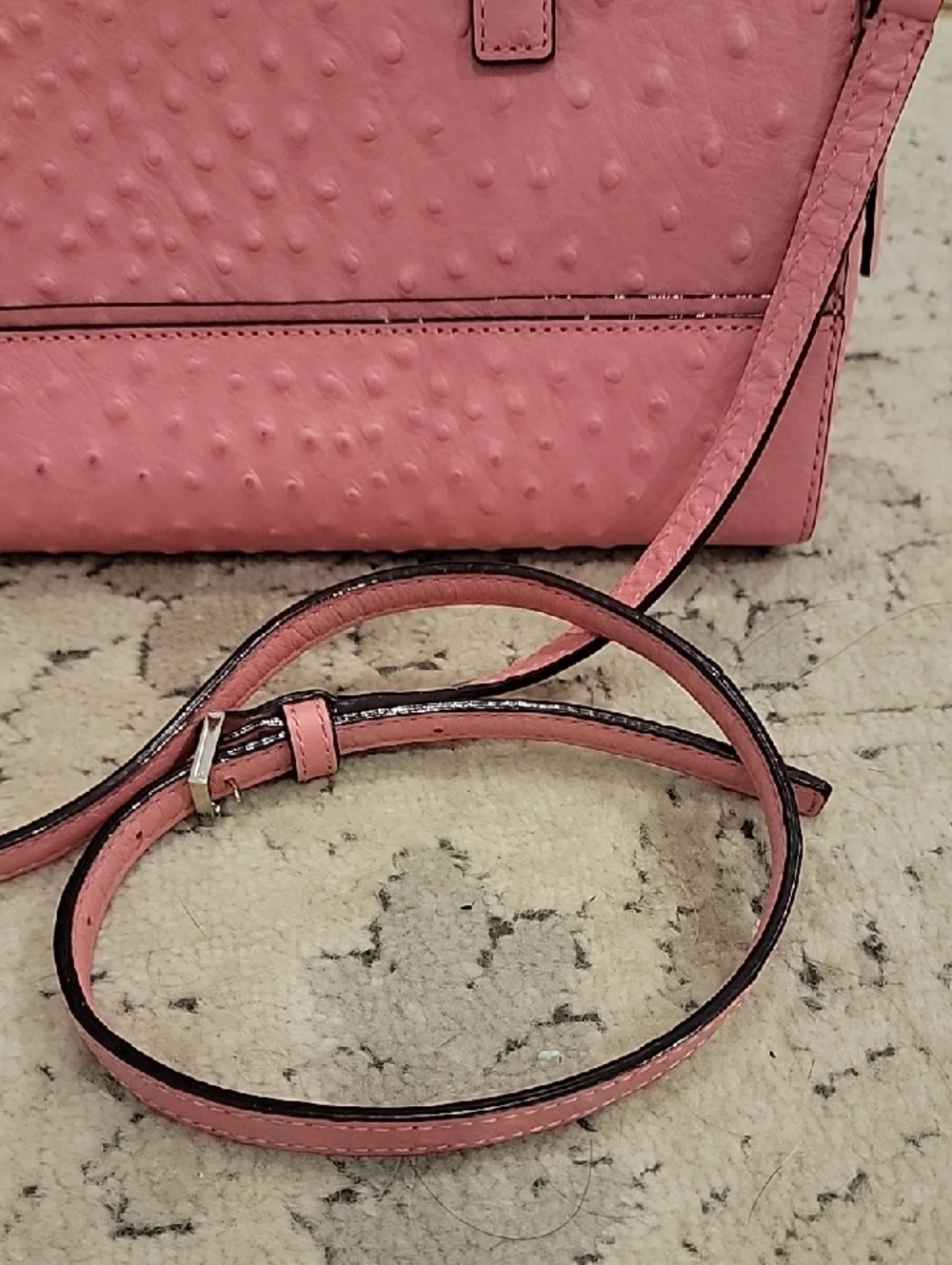 kate spade Ostrich-Embossed Pink Dome Satchel with Strap